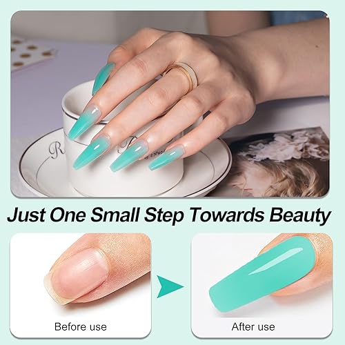 Miniatura 6 de Mobray Gel de extensión de uñas de polietileno de color verde de 2.12 oz, gel de construcción dura turquesa para engrosar la belleza de las uñas,