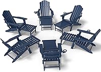 Vista 73 de FOOWIN Adirondack - Silla Adirondack con otomana retráctil, silla Adirondack plegable ajustable de polietileno de alta densidad con bandejas 4 en 1