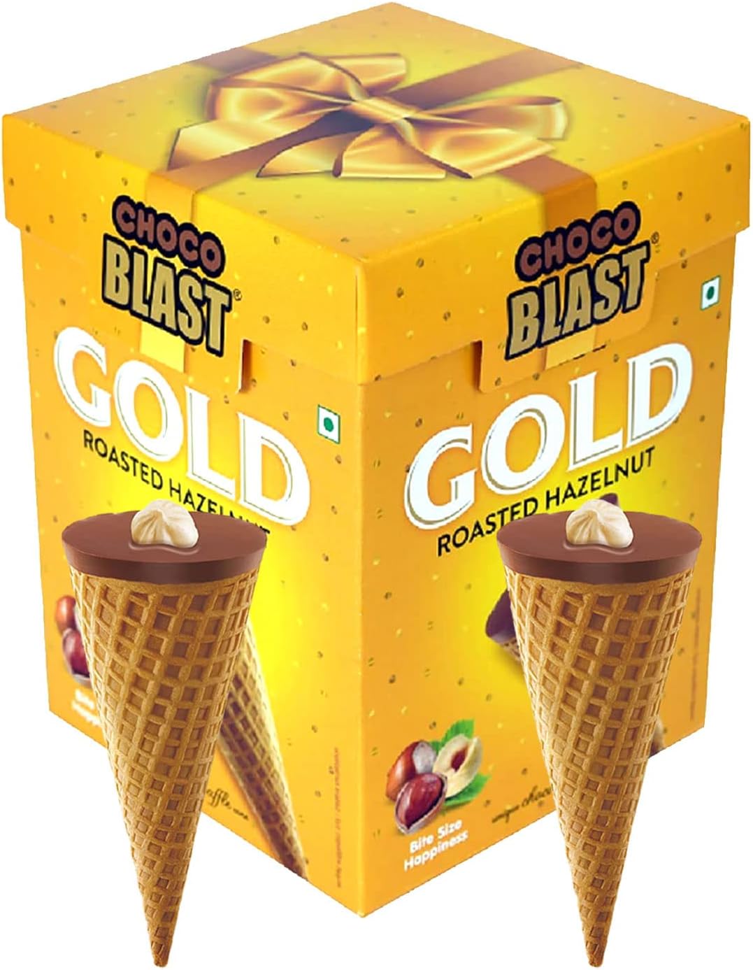 Pure Temptation Chocoblast Choco-Filled Waffle Cone [10 Pieces Chocolate Box] Snacks for Kids & Adults - Non-Meltable Holi Gift Pack - Individually Wrapped Chocolate Cone Bites - Roasted Hazelnut