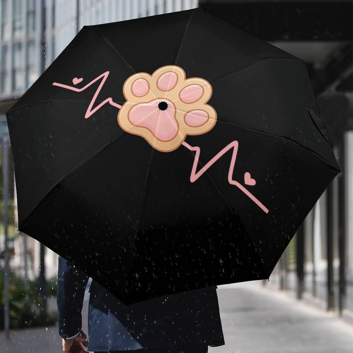 Paw Heartbeat Travel Umbrella Windproof Folding Umbrella | Portable,Rain&Sun
