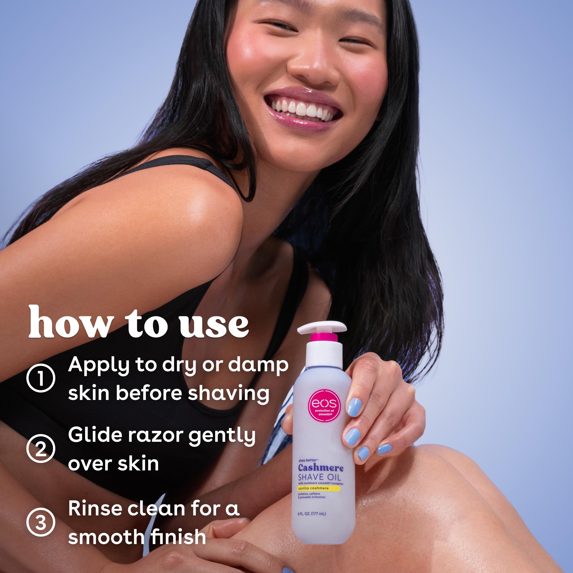 eos Cashmere Shave Oil, Vanilla Cashmere, Soothing Moisturizing, Prevents Irritation and Razor Burn, Bikini Area-Approved, Body Care, 6 fl oz