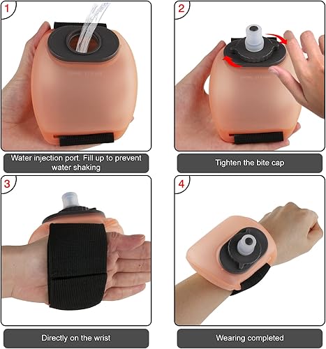 Miniatura 4 de Wrist - Botella de agua deportiva con correa de mano ajustable, 7 onzas, silicona suave, sin BPA, para hidratación, correr, escalar, ejercicio manos