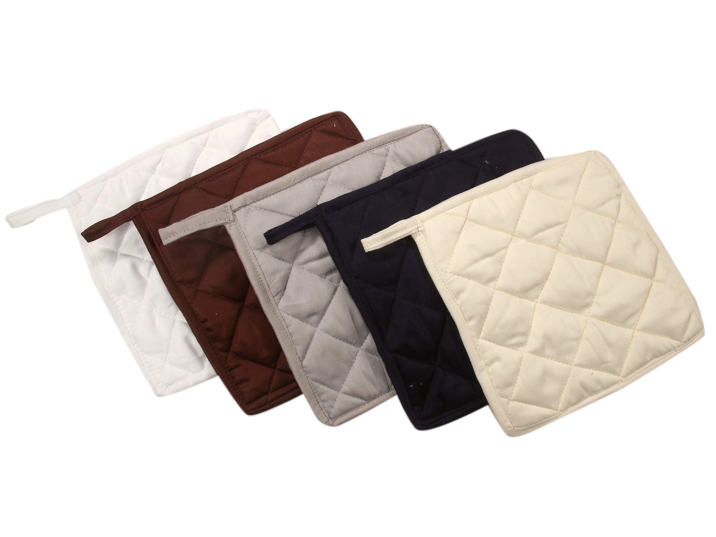 Lot de 10 maniques de cuisine 100 % coton résistant à la chaleur 100 % coton (10 couleurs) 17,8 x 17,8 cm