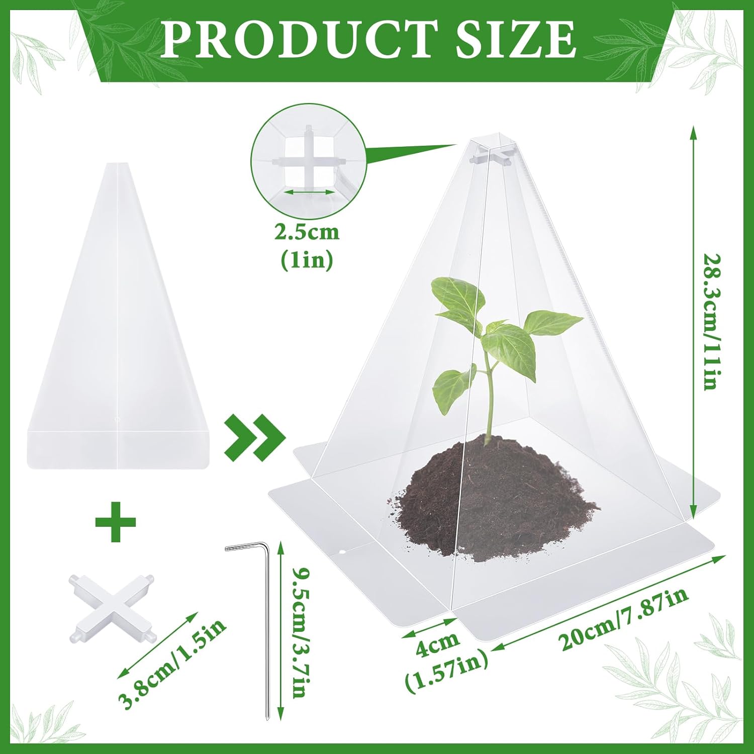 40 Pieces Garden Cloches for Plants, Reusable Plastic Plant Seedling Protector with 80 Ground Securing Peg, Transparent Bell Jar Cloches to Protect Plants from Birds, Slugs, sun, Frost, Freeze Weather