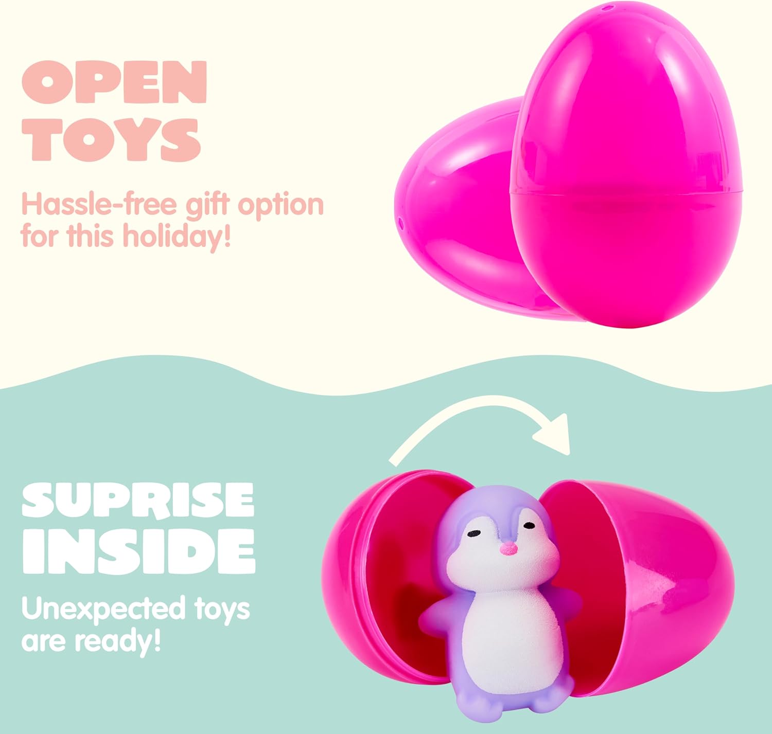 JOYIN 24 Pcs Easter Prefilled Eggs with Mochi Squishy Toys, Lovely Animal Stress Reliever Squishy Toy for Easter Theme Egg Hunt, Kids Party Favor, Basket Stuffers Filler, Classroom Prize Supplies - Image 7