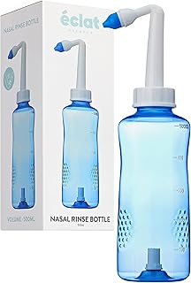 ECLAT Nasal Rinse Bottle - Gentle Pressure Nasal Irrigation, Total Control Smart Auto Flow On/Off Valve, BPA-Free Nose Wash Cleaner Sinus Clearer for Kids & Adults (500mL, Bottle Only)