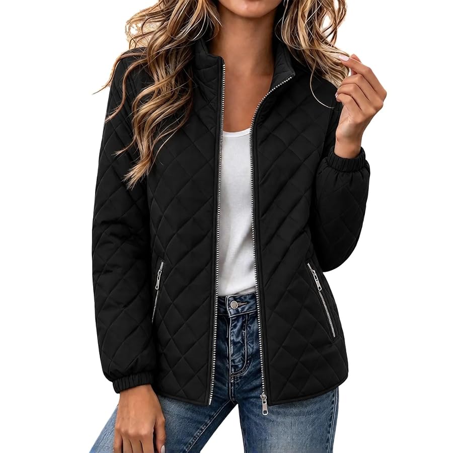 Womens Coats Winter Lightweight Jackets Padded Parka Quilted Warm Jackets | Generic Black L Windproof Outdoor Parka Casual Coat Down Clothes Running Puffer Coat with Pockets Outerwear for Daily Office, image 3