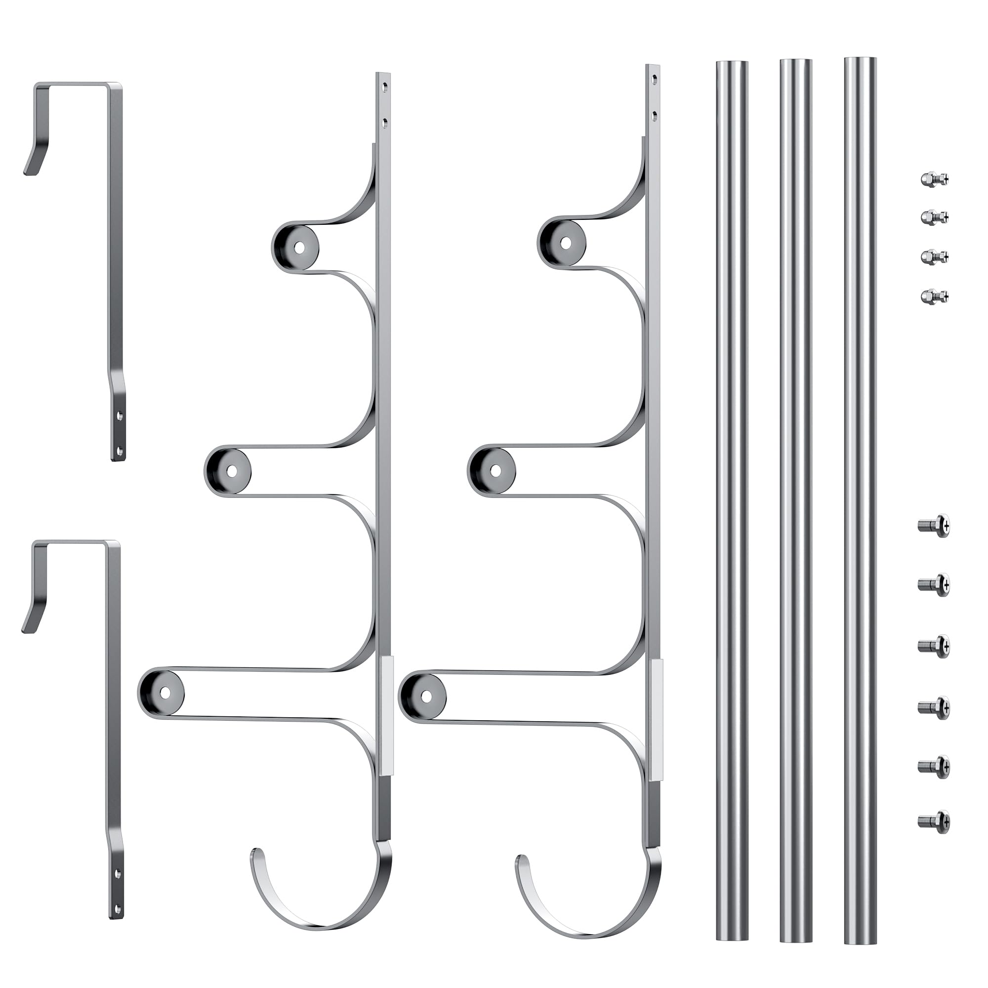 CANYAVE Over The Door Towel Rack, Over Door Towel Rack for Bathroom Door, Triple Towel Storage Holder with Hooks (Silver Gray, 17.32