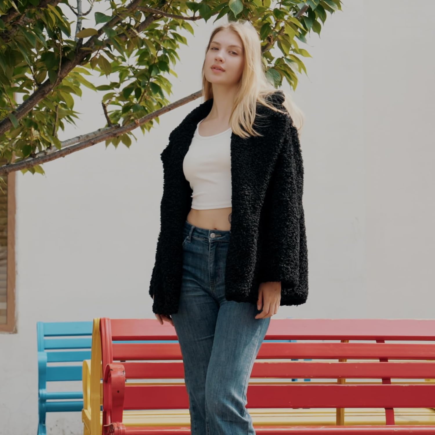 Faux Fur Long Sleeve Gertrude Teddy Coat with Button Big Pockets Sherpa Jacket Casual Trendy Outerwear for Women - Image 5