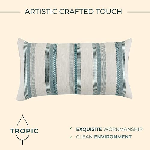 Miniatura 2 de SOULMARK Funda de almohada 100% de algodón turco, suave al tacto, a rayas, bohemio, rectangular, para sofá, sala de estar, cama, sofá, funda de