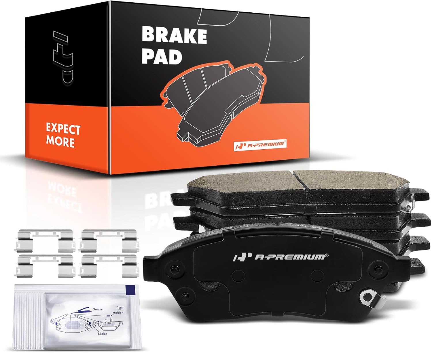 A-Premium Front Ceramic Brake Pads Set Compatible with Cadillac and Saab Models - SRX 2010-2016, 9-4X 2011, with Hardware, 4-Pack
