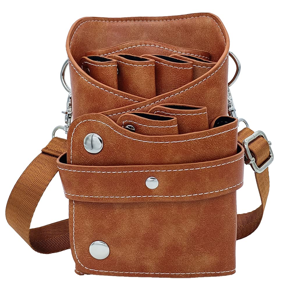 Bolsa herramientas de peluqueria Cartuchera peluqueria Bandolera peluqueria profesional Bolsa Tijeras Peluqueria Puede acomodarse Tijeras Tijeras Electricas Tijeras peluqueria canina Elegante Marrón — view 13