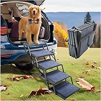 SHUNLONG Folding Dog Ramp for Car Truck SUV - 5-Step Pet Stairs Large Dogs Non-Slip Surface 250 lbs Capacity