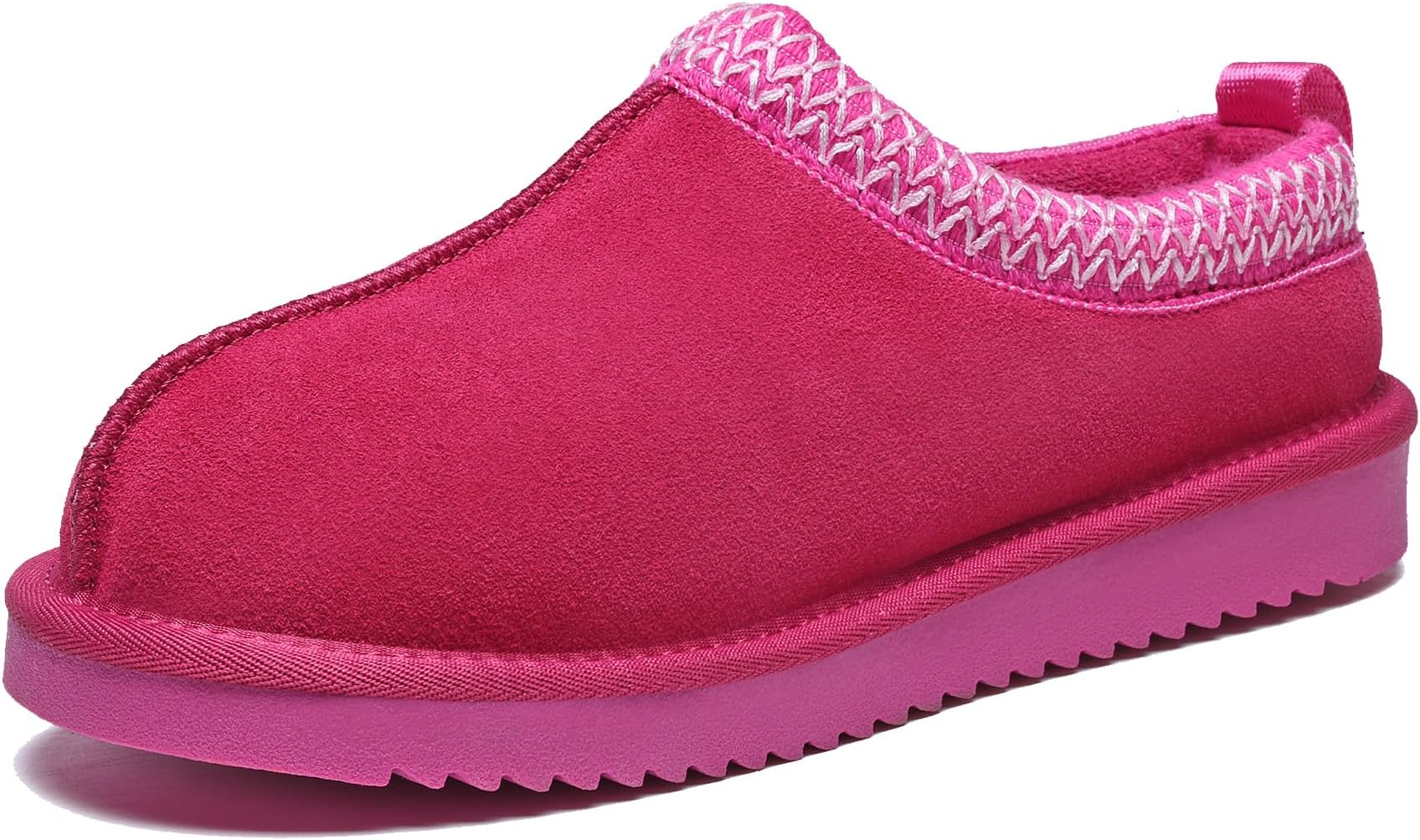 Women's Slippers Genuine Suede Platform Mini Boots Mens Faux Fur Warm Lining Winter Mules Cozy Warm House Shoes Indoor and Outdoor