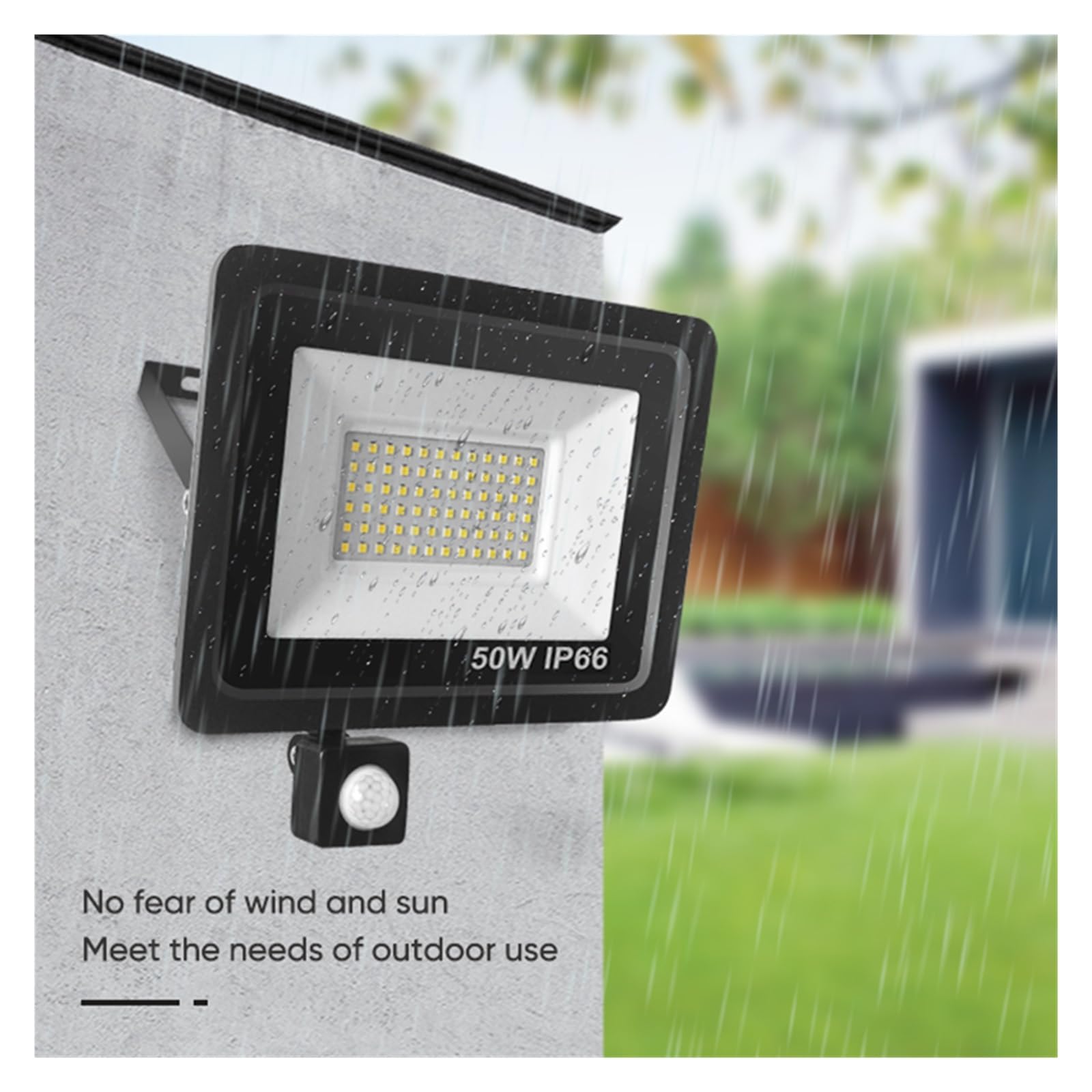 Focos exteriores, Reflector LED Con Sensor De Movimiento RIP IP66, Impermeable For Exteriores, 50W, 100W, Foco For Paisaje Jardín, Luz Pared For Puerta Enlace(2700-3500K,Black 100W)