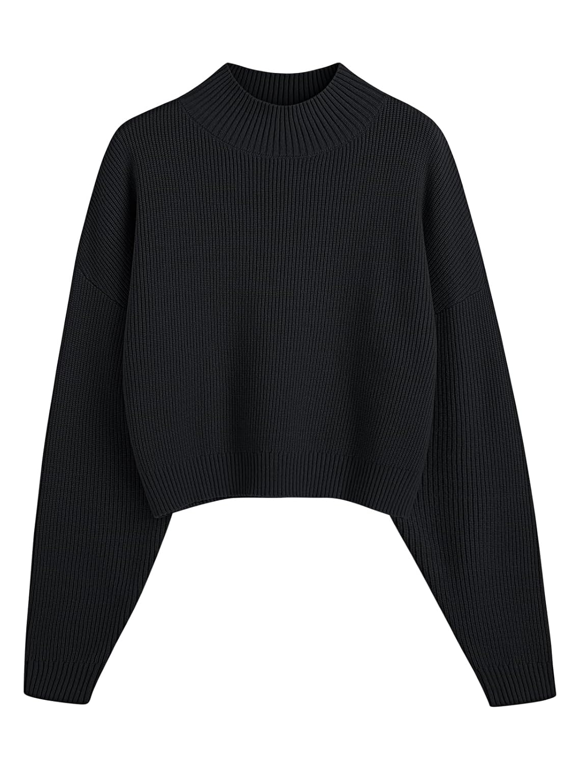 LILLUSORY Womens Turtleneck Mock Cropped Sweaters Winter Cute Oversized Knit Trendy Tops Fashion Long Sleeve Fall Clothes