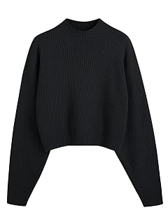 LILLUSORY Womens Turtleneck Mock Cropped Sweaters Winter Cute Oversized Knit Trendy Tops Fashion Long Sleeve Fall Clothes