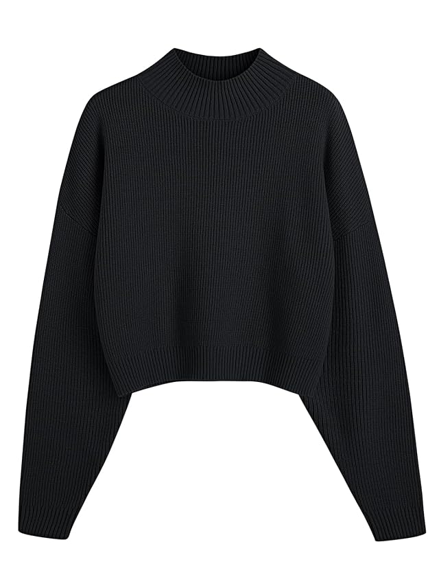 LILLUSORY Womens Turtleneck Mock Cropped Sweaters Winter Cute Oversized Knit Trendy Tops Fashion Long Sleeve Fall Clothes