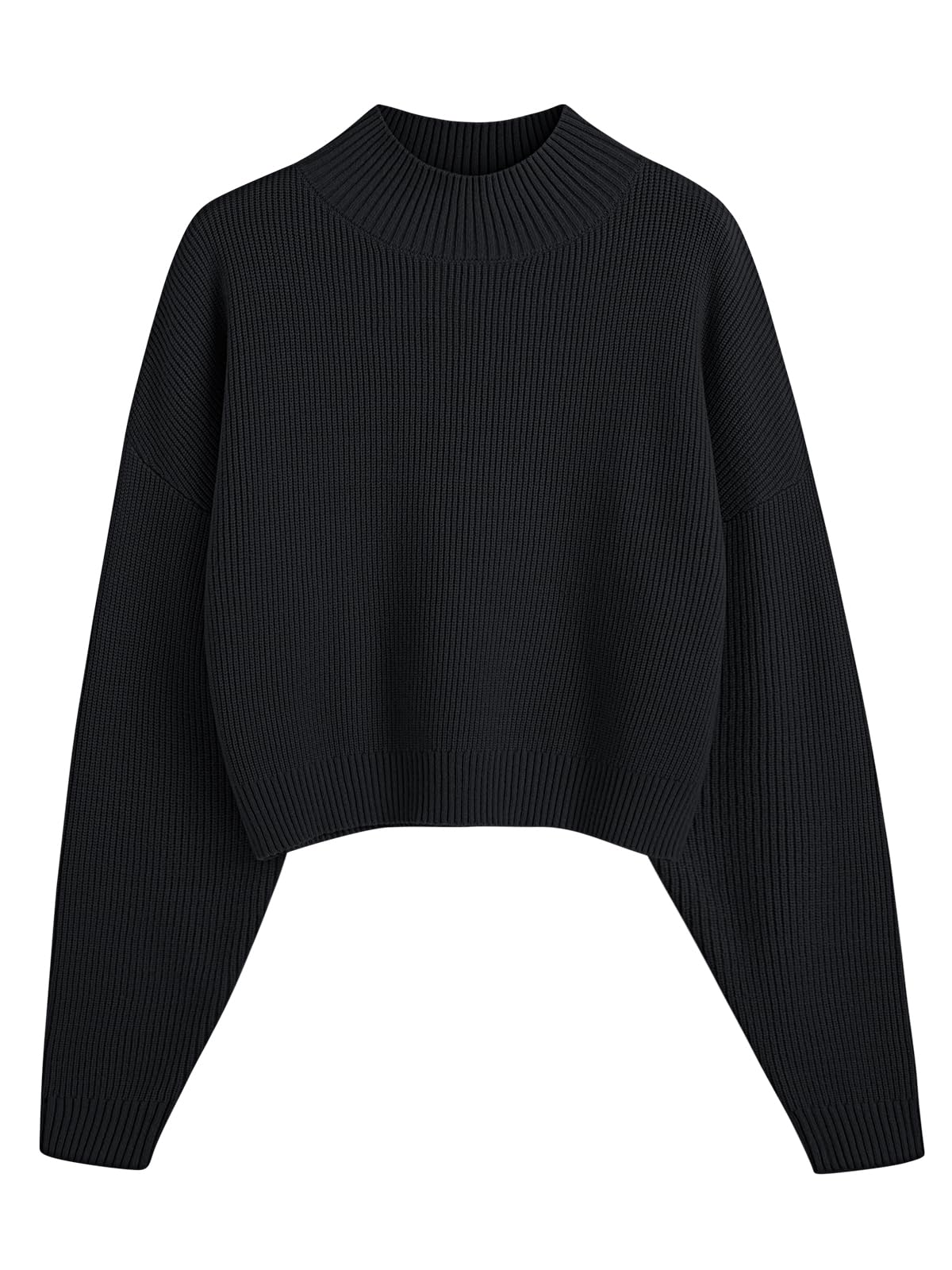 LILLUSORY Womens Turtleneck Mock Cropped Sweaters Winter Cute Oversized Knit Trendy Tops Fashion Long Sleeve Fall Clothes
