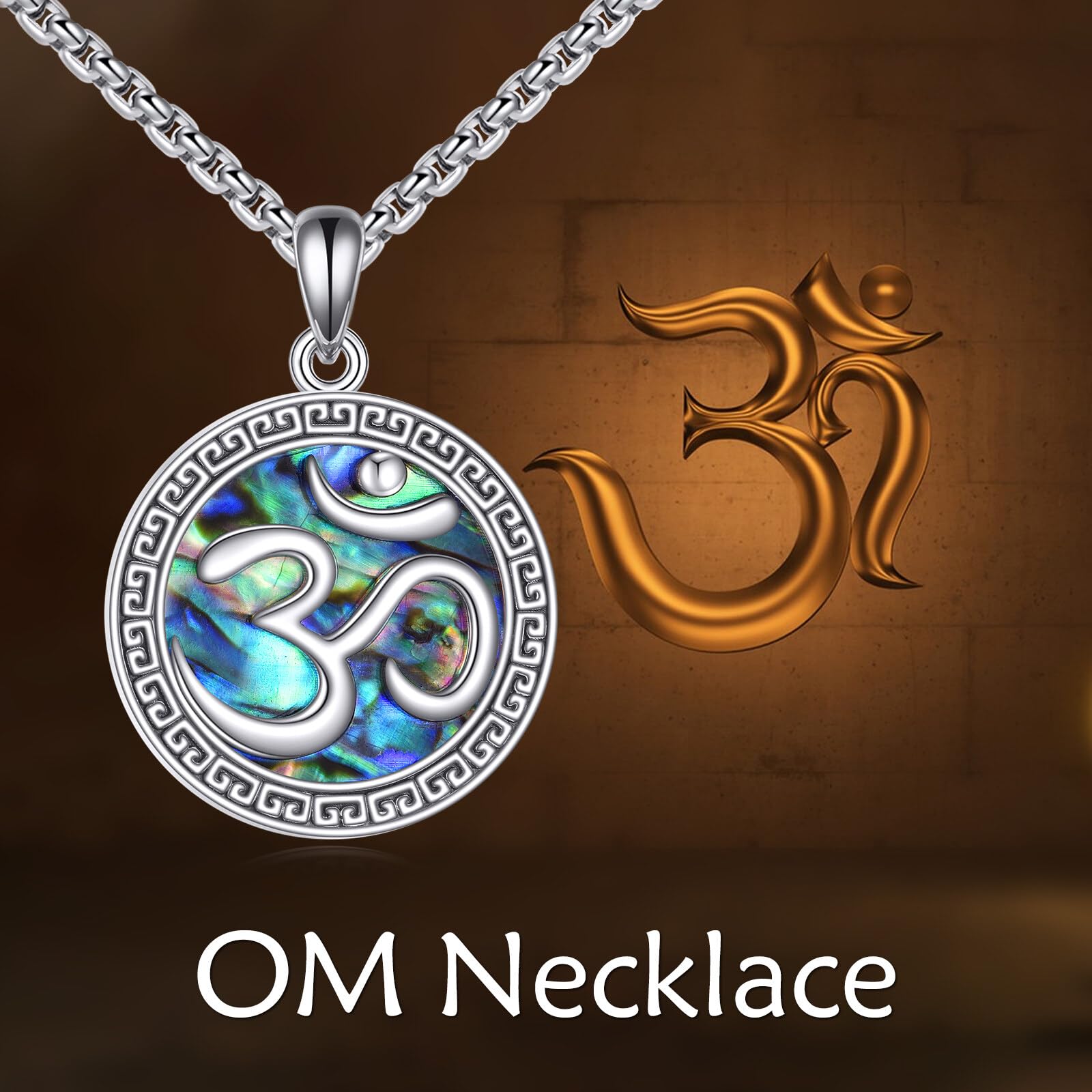 Collana in argento sterling 925 con ciondolo a forma di conchiglia di abalone, simbolo di om, Buddha spirituale, gioiello da preghiera per yoga da donna