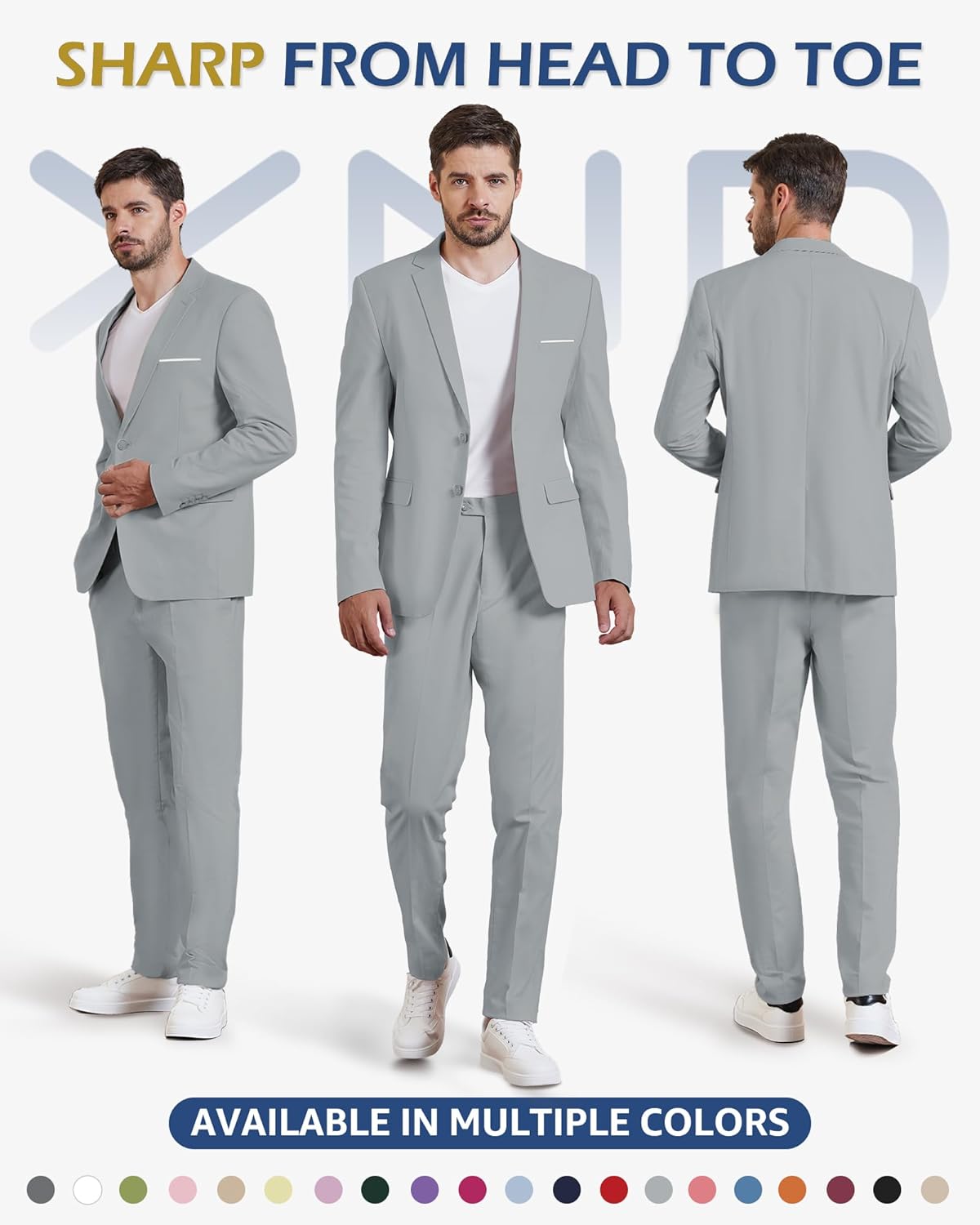 YND Men's Slim Fit Two Buttons Linen Business Blazer, Sport Coat Lightweight Business Daily Coat - Image 2