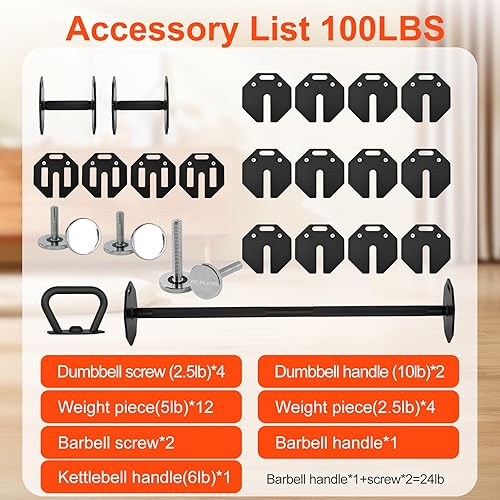 Miniatura 4 de Adjustable Dumbbell Sets 100160180LBS Durable Steel Build, Free Weights Dumbbells Set with BarbellKettlebell Handle with Srew Sets 3-in-1