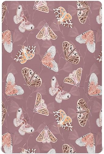 Sábanas para cuna de mariposas y polillas, sábanas ajustables elásticas para cuna para niños y niñas, sábana unisex acogedora para cuna de bebé, 27