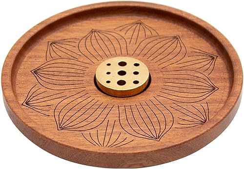 Soporte de incienso ancho para adhesivo hecho a mano bandeja de incienso de loto hecho a mano para quemador de incienso de madera para decoración