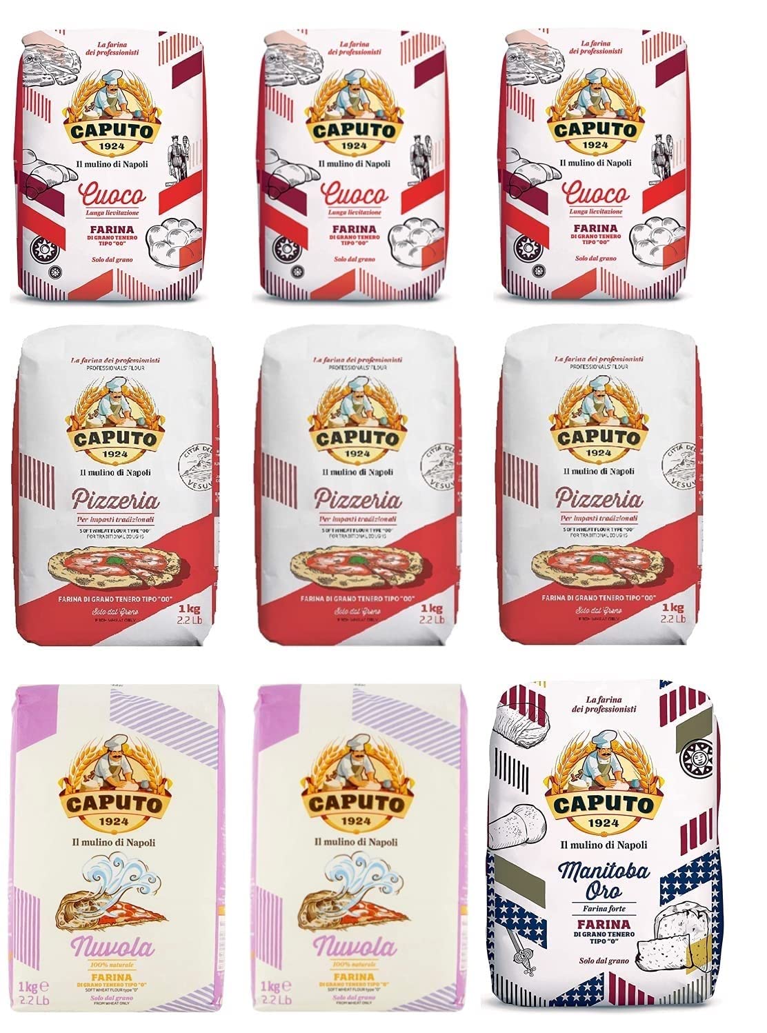 Farina Molino Caputo Nuvola Pizzeria Cuoco Manitoba Pizza Harina (9 x 1 kg) Test Pack