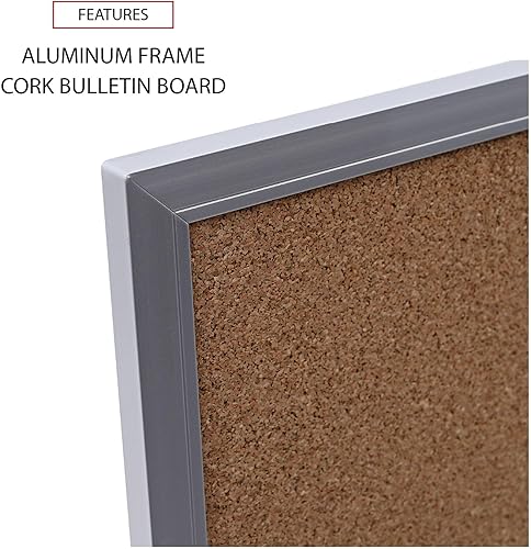 Miniatura 4 de Universal 43613 - Tablón de anuncios, corcho natural, 36 x 24 pulgadas, marco de aluminio con acabado satinado