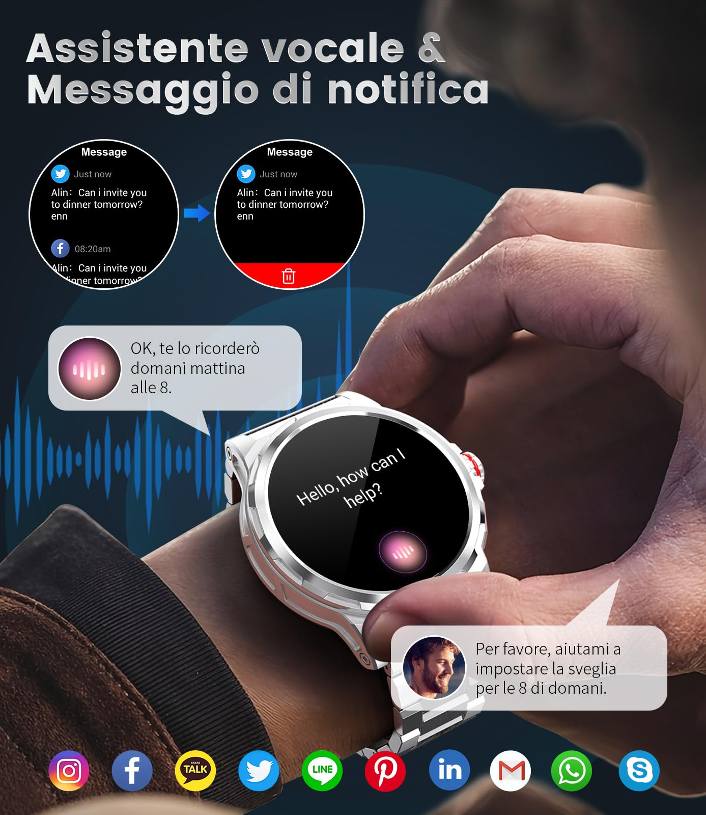 LIGE Orologio Smartwatch Uomo, 1.43" HD, IP68, 120+ sport, Bluetooth | AMOLED Display, 360mAh Batteria, Monitor Salute 24/7, Chiamate e Notifiche, Compatibile Android/iOS
