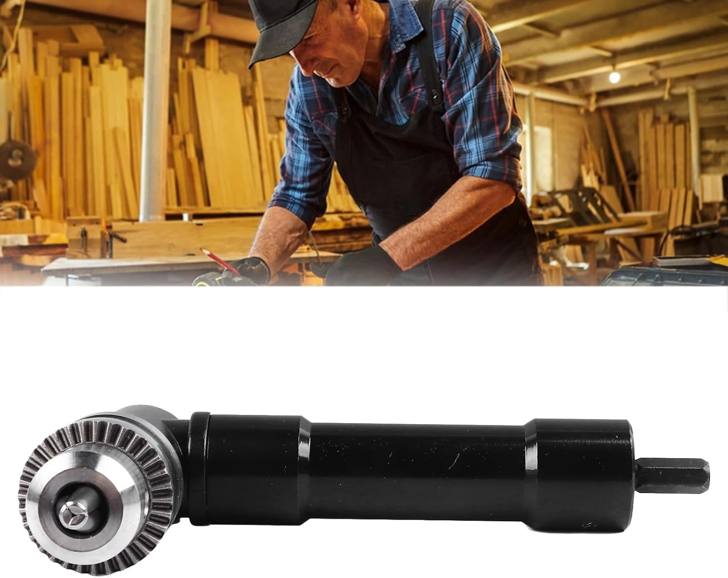 Right Angle Converter 90 Degree Drill Adapter, Electric Drill Attachment for Home Decoration, Mechanical Maintenance, and Woodworking, Durably Metal and Plastic Construction, (YuRui TENGIQX-11)