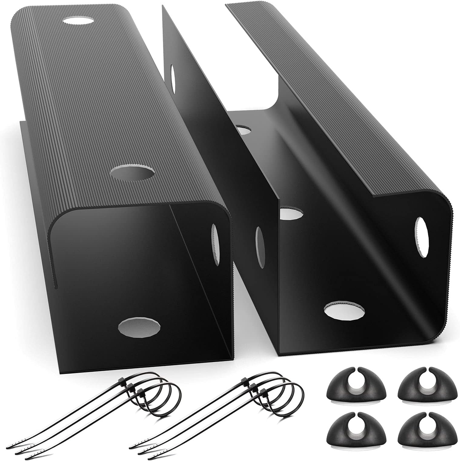 2 Pack Under Desk Cable Tidy Basket, Cable Management Tray, Perfect for Standing Desk Cable Tray, Cable Trunking for Office and Home, Black