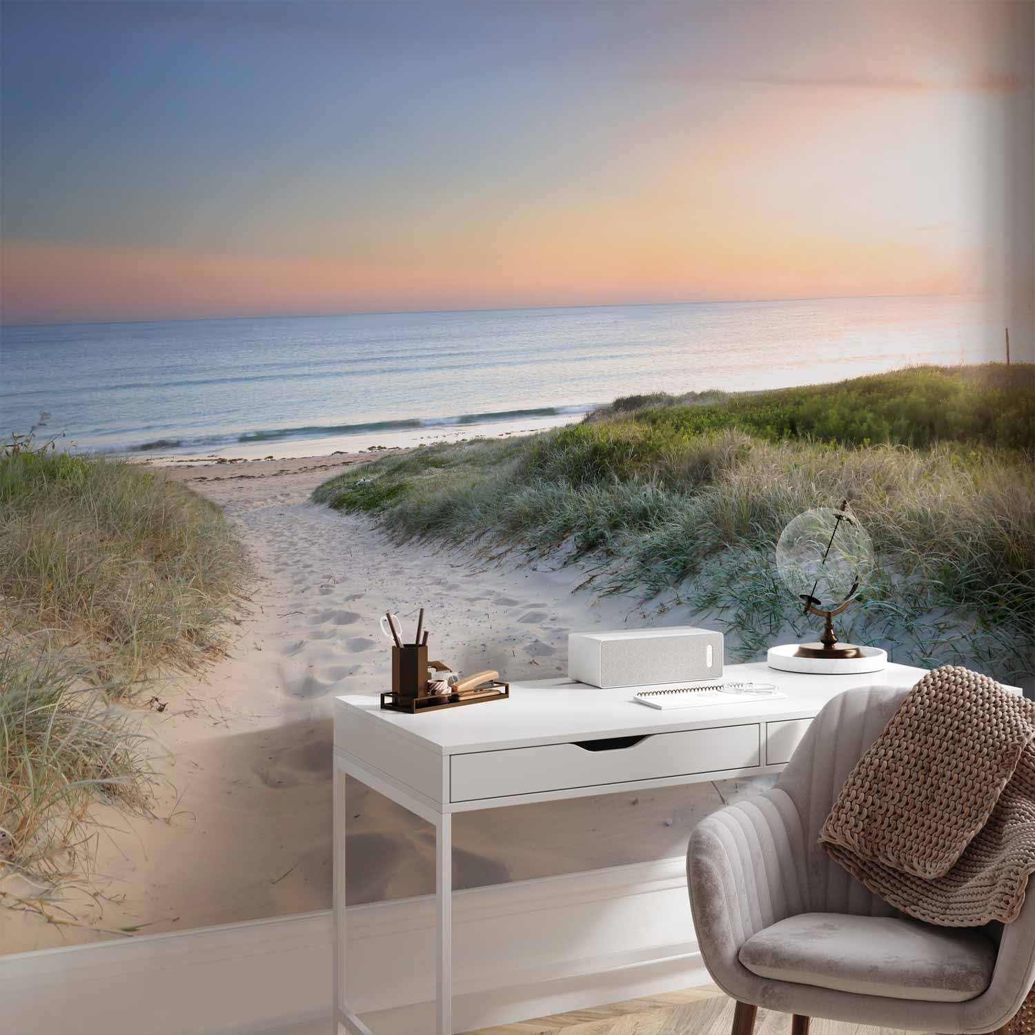 murando - Fototapete Vlies Meer Strand, 400x280 cm, Schlafzimmer, 3D-Effekt | Full HD Druck, 3D-Effekt, lichtbeständige Farben, ideal fürs Wohn- oder Schlafzimmer, schnelle Montage, lichtbeständig, edel