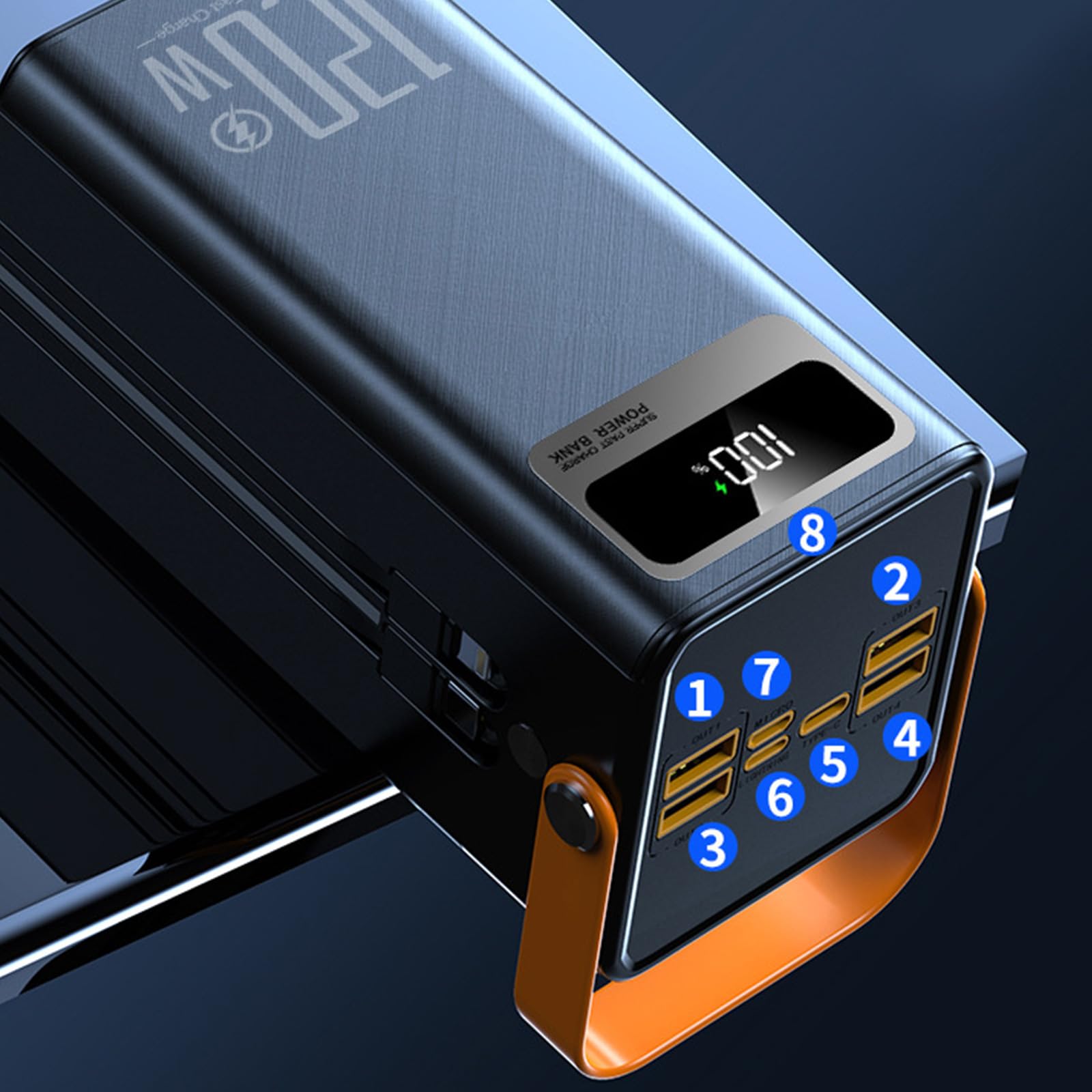 120-W Superschnelllade Mobilnetzteil mit PD20W und Typ C Kabel 3000 mAh / 6000 mAh für Reisen und den Einsatz Freien Schnellladung für Smartphones