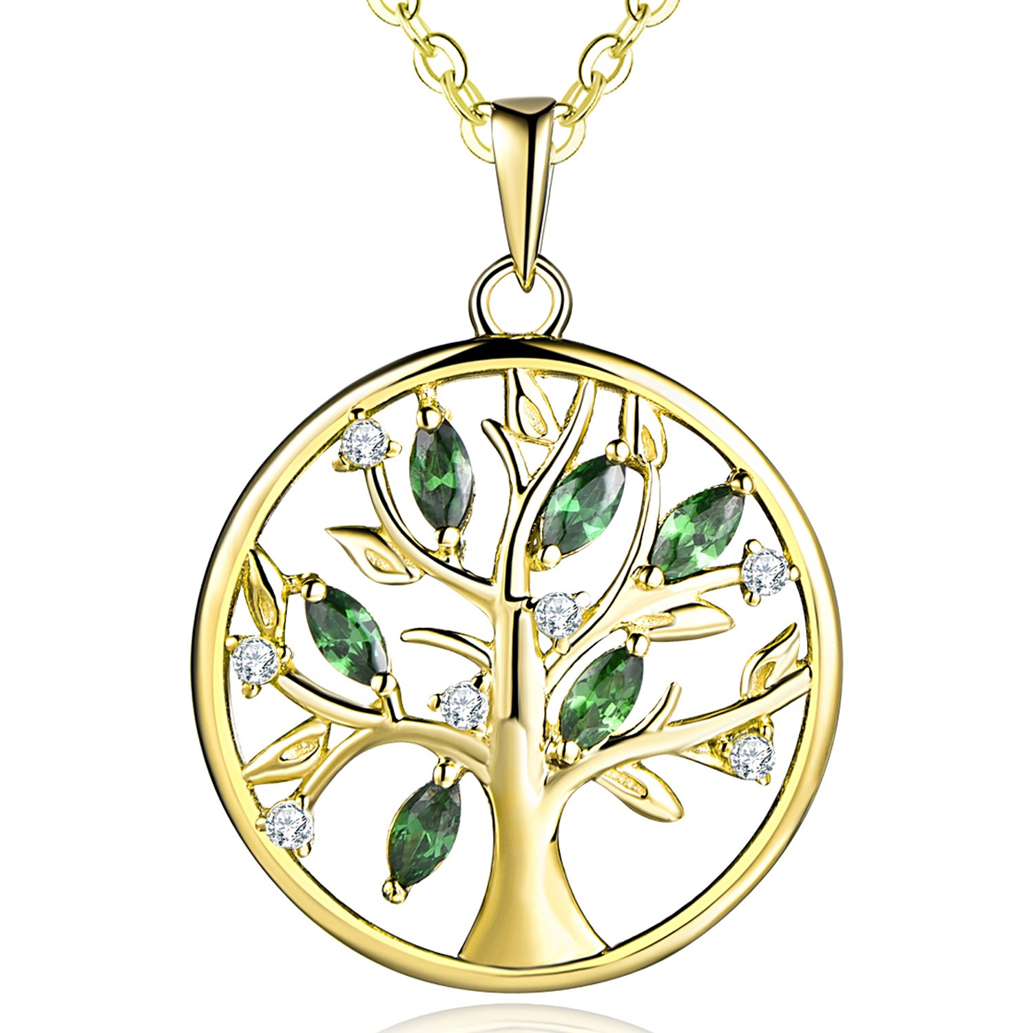 JO WISDOM Damen Halskette Lebensbaum 925 Silber Baum des Lebens Yggdrasil kubischen Zirkonia Münze Kette mit Anhänger