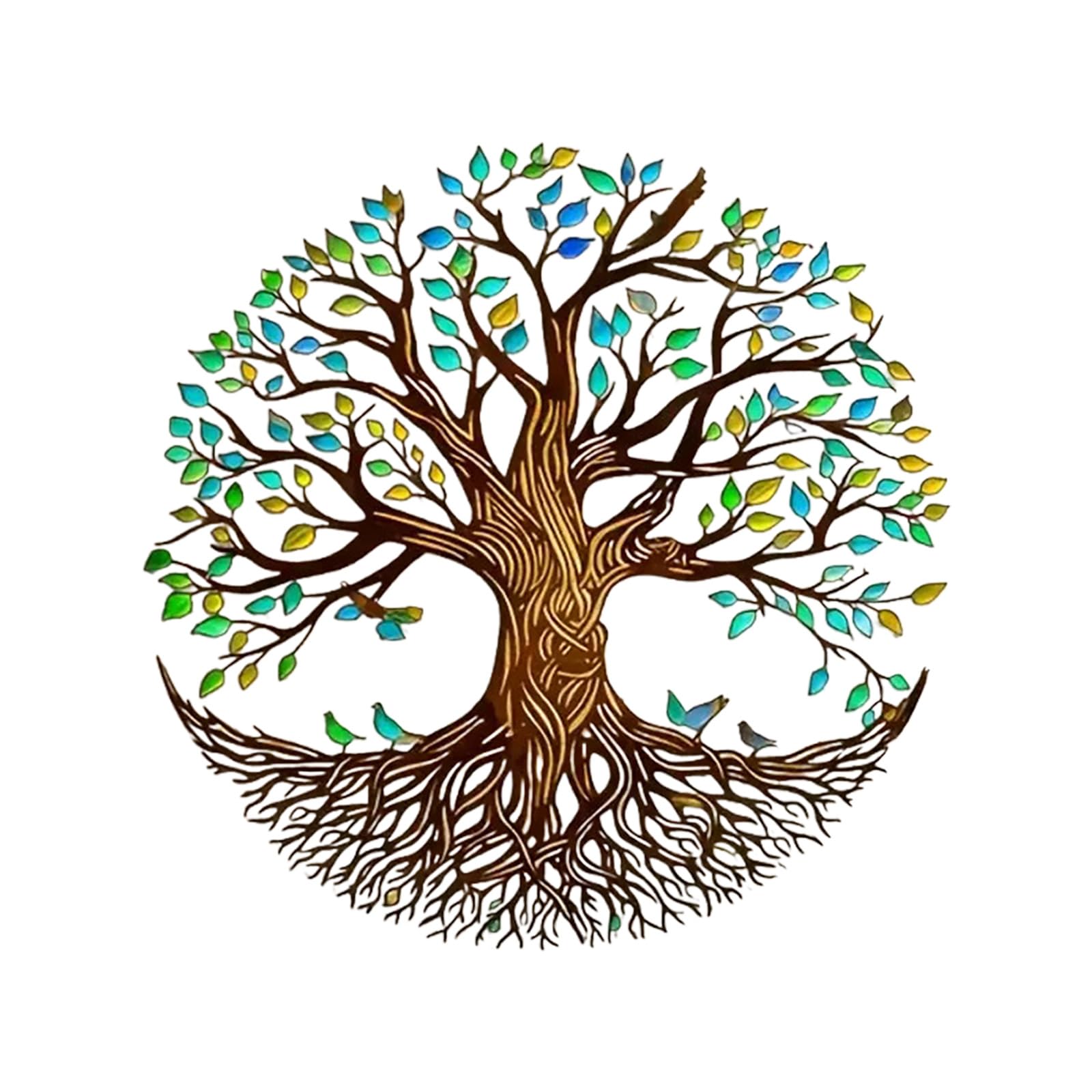 ordinarYone Decorative Colorful Tree Butterfly Wall Art Metal Hanging Sculpture Ornament Rustproof Coating For Indoor Outdoor Use