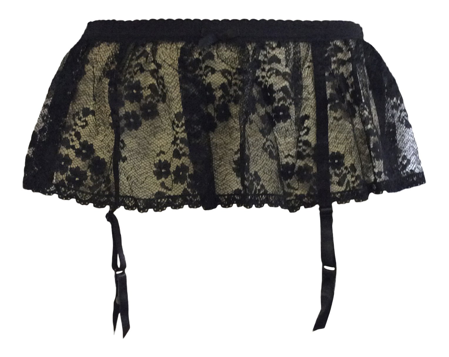 Ex High Street Sexy Deep Lace Suspender Skirt Garter Belt Black Sizes 8-20