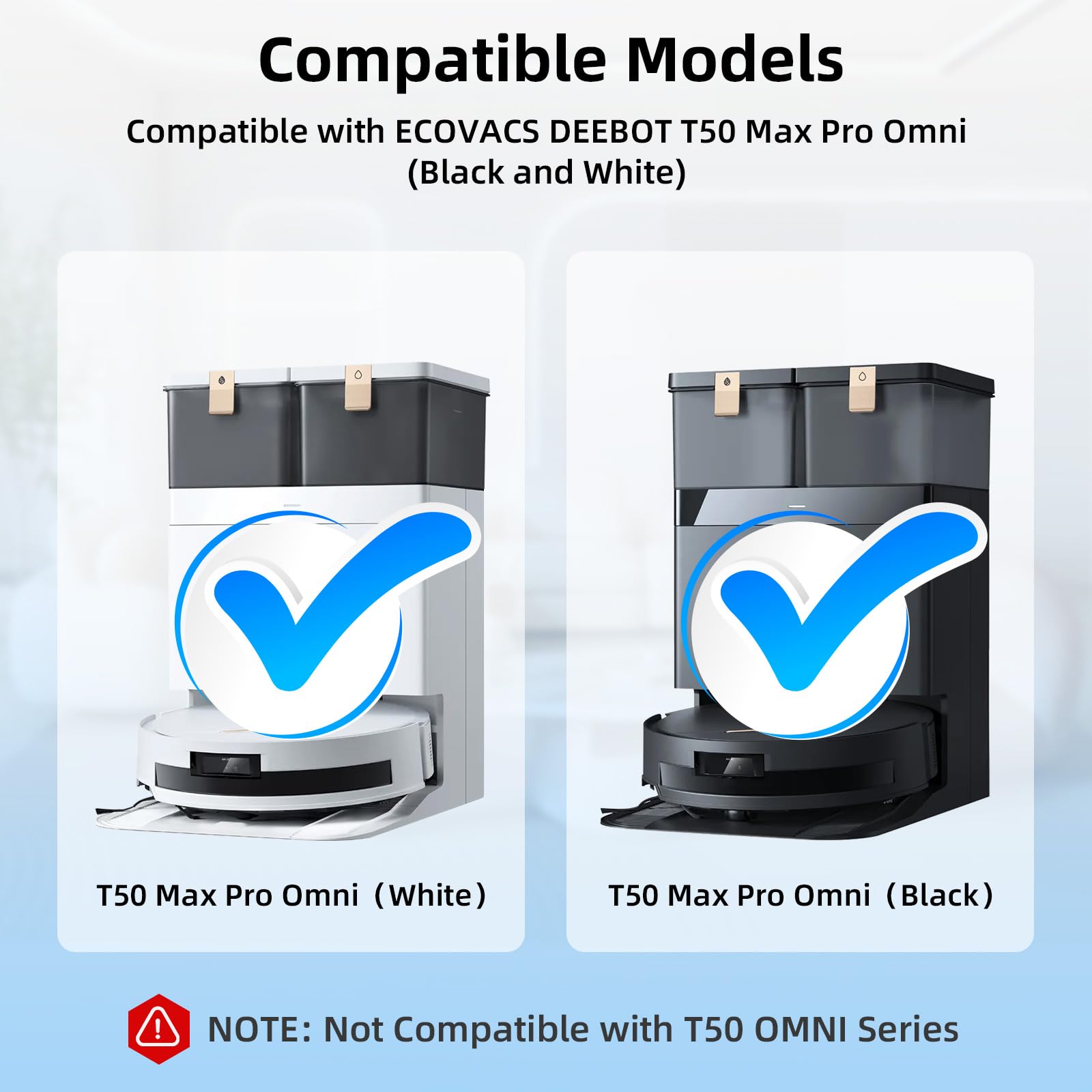 T50 Max Accessori di Ricambio Compatibili per ECOVACS DEEBOT T50 Max Pro Omni Robot Aspirapolvere, 1 Spazzola Principale, 4 Filtri, 4 Spazzole Laterali, 4 Panni Mop, 4 Sacchetti Antibatterici