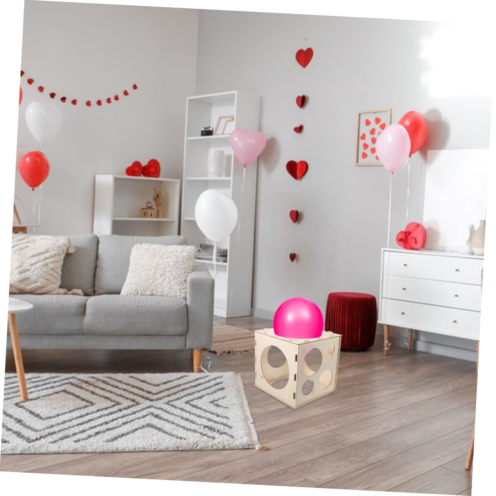 Abaodam Scatola di Misurazione per Palloncini in Legno Pieghevole a Forma di Cubo 9 Fori, Strumento Portatile ad Alta Precisione per Decorazioni di Palloncini e Eventi