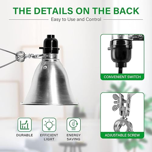 Miniatura 3 de Simple Deluxe Enchufe de luz de abrazadera con reflector de aluminio de 5.5 pulgadas, apto para lámpara de máximo 60 W (sin bombilla incluida) con