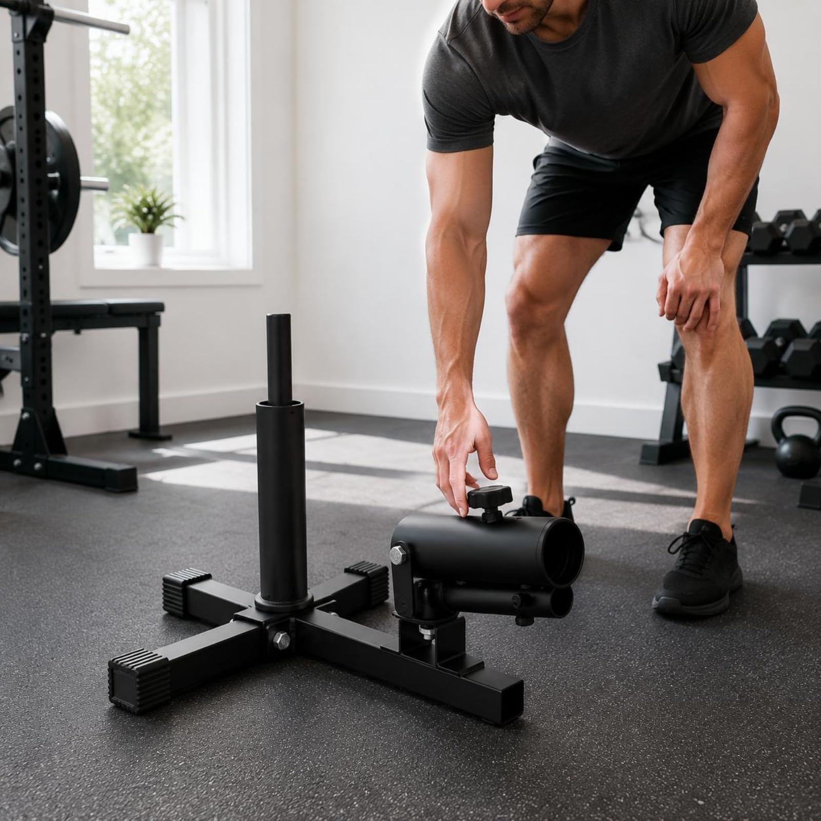 Qianly Palla Barbell Anchor Girevole Allenamento di Potenza Attrezzatura Fitness Acciaio Resistente Attrezzo Sportivo per Palestra, Casa