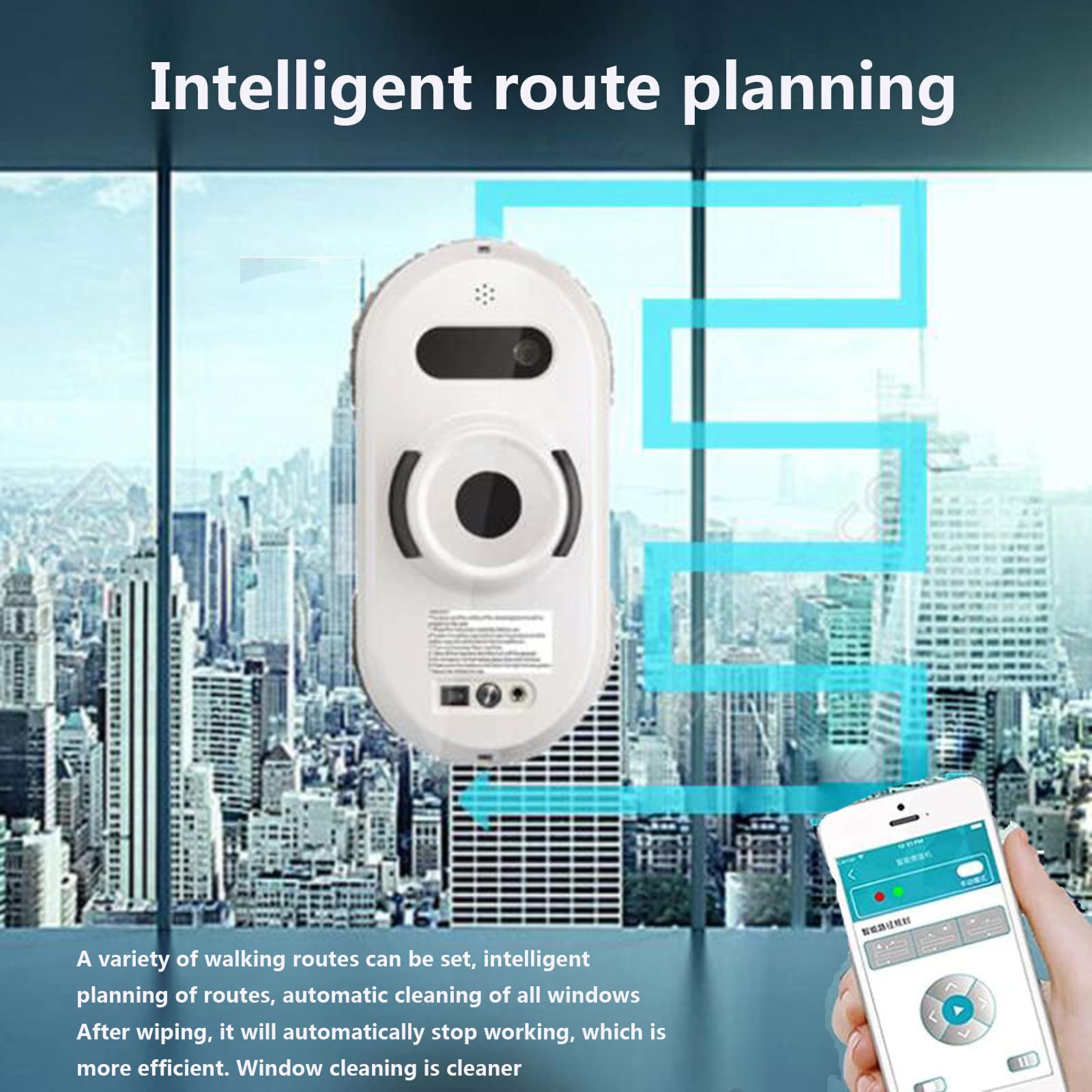 Inteligentny robot do mycia okien, inteligentny robot do mycia szyb z pilotem do okien zewnętrznych/wewnętrznych, stołu, płytek, sufitu, z liną zabezpieczającą(