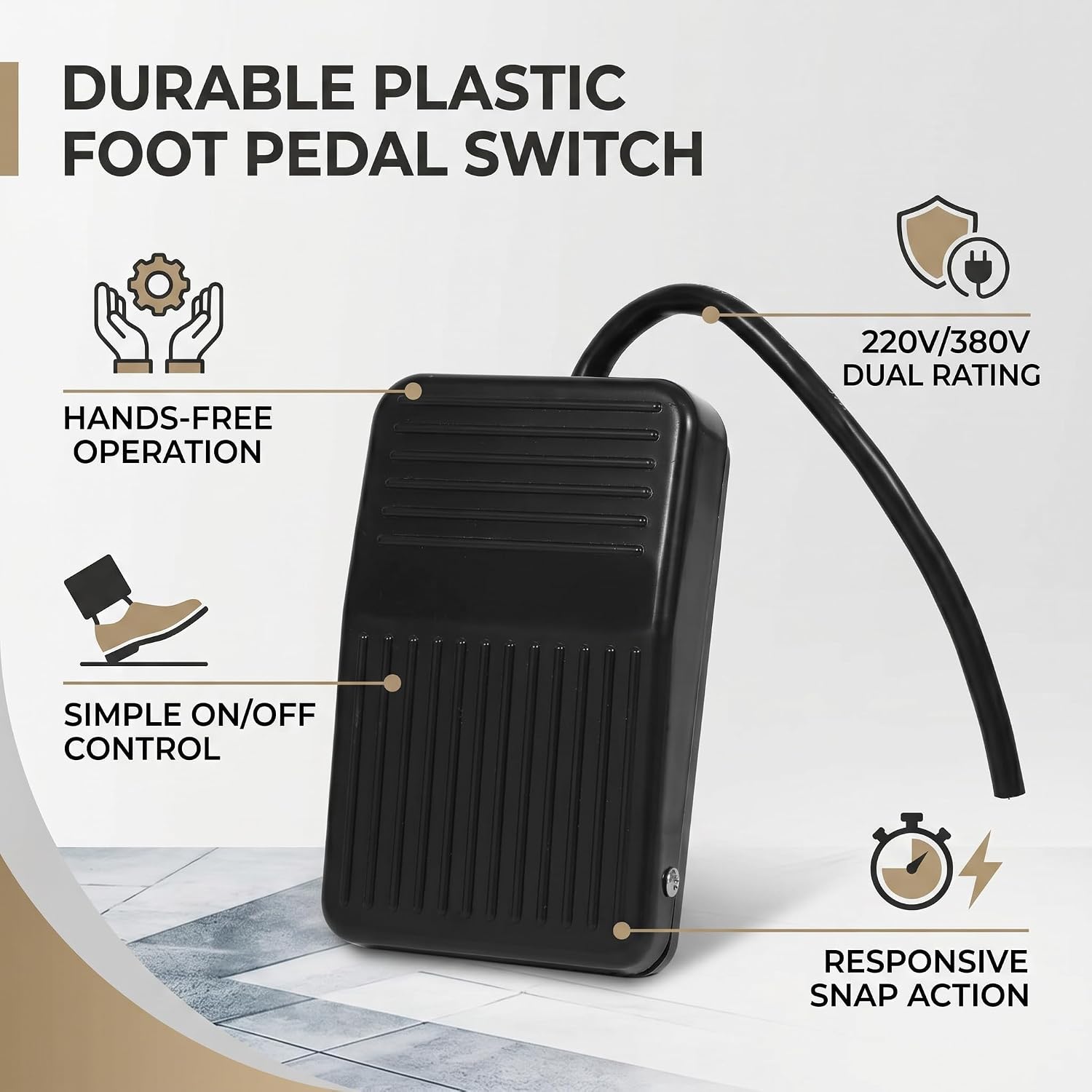 Milltrip Foot Switch Pedal Normally Off Press, Foot Operated Pedal