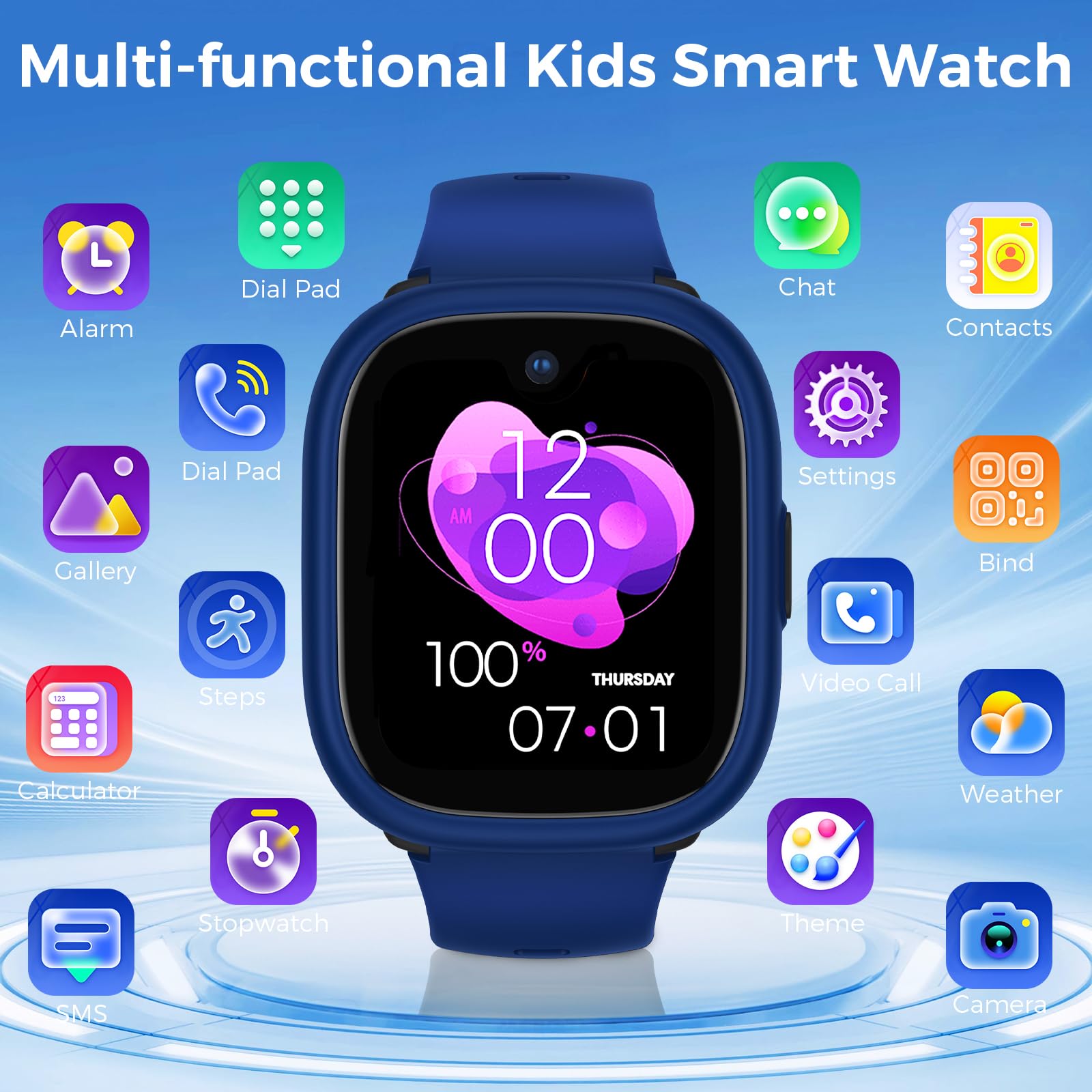 MIRO Reloj inteligente para niños con ranura para tarjeta SIM, rastreador GPS, llamadas y videollamadas, ubicación en tiempo real, alerta de zona segura, control parental, modo escolar, regalo para
