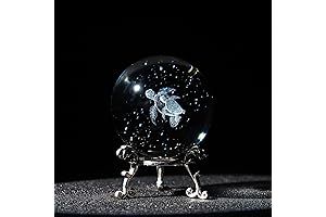 3D Laser Engraved Crystal Turtle, 2.3" Home Art Decor