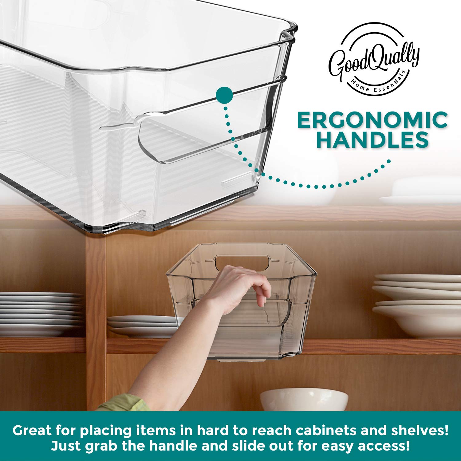 4 Pack Clear Pantry Organization & Storage Bins BPA Free Plastic