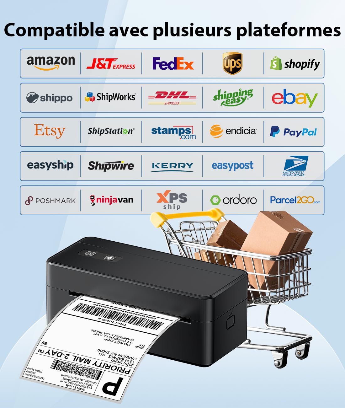 Imprimante Thermique Bluetooth 2410BT 4x6 Étiquette Expédition Compatible Amazon eBay Shopify