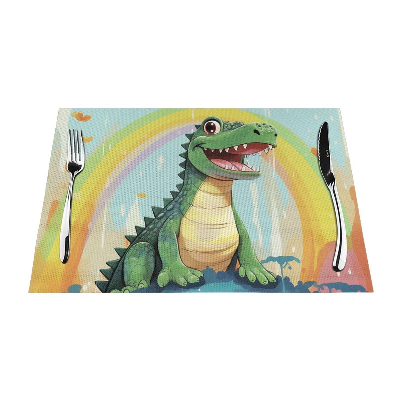 Placemats Set of 4 PCS Heat Resistant Non-Slip Place Mats for Dining Table A cute crocodile Placemats Wipeable Washable PVC Weave Table Mats for Party Kitchen Dining Decor
