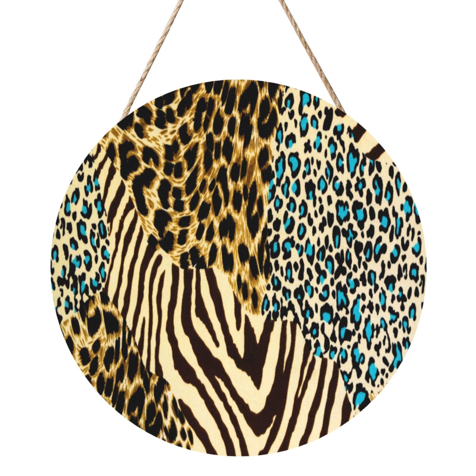 InOmak Tiger Prints Zebra, Round Wood Panel Painting 12 in, Wall Hanging Painting For Home